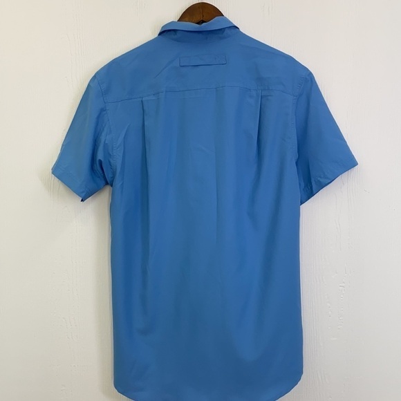 Duluth Trading Company - Baby Blue Polyester Short Sleeve Button Up Size Med - Picture 9 of 10